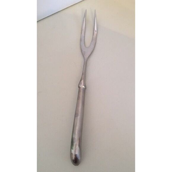 Vintage Reed & Barton Large Stainless Steel Carving Fork 11.5" L Brushed Handle - Picture 2 of 6